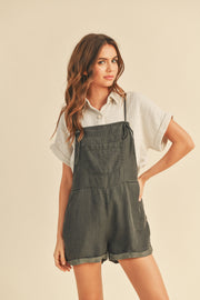 Charcoal Front Pocket Short Overalls