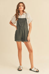 Charcoal Front Pocket Short Overalls