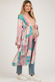 Multicolor Floral Patchwork Print Maternity Coverup