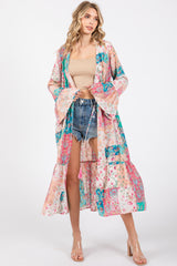 Multicolor Floral Patchwork Print Coverup