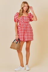 Red Gingham Cutout Romper