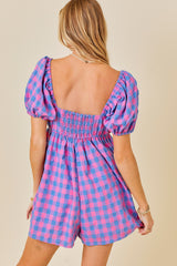 Pink Gingham Cutout Romper