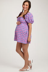 Pink Gingham Cutout Maternity Romper