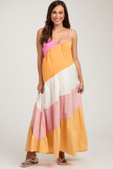 Multi-Color Sleeveless Maternity Maxi Dress