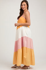 Multi-Color Sleeveless Maternity Maxi Dress