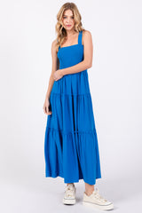 Royal Sleeveless Tiered Maternity Maxi Dress