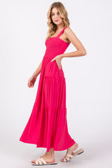 Fuchsia Sleeveless Tiered Maxi Dress