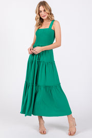 Green Sleeveless Tiered Maxi Dress