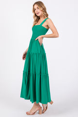 Green Sleeveless Tiered Maxi Dress