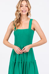 Green Sleeveless Tiered Maxi Dress