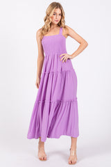 Lavender Sleeveless Tiered Maxi Dress