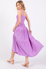 Lavender Sleeveless Tiered Maxi Dress