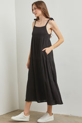 Black Sleeveless Tiered Maxi Dress