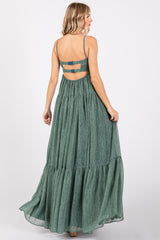 Light Olive Printed Tiered Maxi Dress