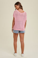 Pink Open Knit Top