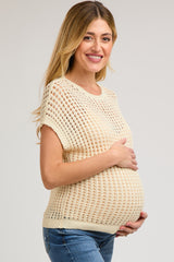 Cream Open Knit Maternity Top