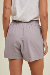 Lavender Grey Smocked Waist Maternity Shorts