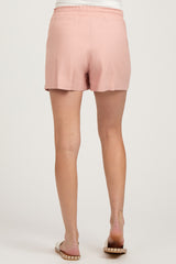 Peach Smocked Waist Maternity Shorts