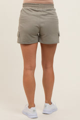 Olive Cargo Raw Hem Maternity Lounge Shorts