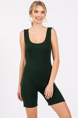 Forest Green Sleeveless Ribbed Biker Short Maternity Romper