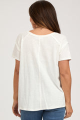 Ivory Raw Hem Maternity Short Sleeve Top