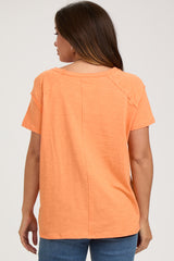 Orange Raw Hem Maternity Short Sleeve Top