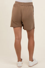 Mocha Raw Hem Maternity Drawstring Shorts