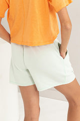 Mint Green Vintage Wash Drawstring Shorts