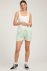 Mint Green Vintage Wash Maternity Drawstring Shorts