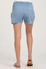 Blue Vintage Wash Maternity Drawstring Shorts