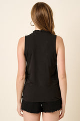 Black Sleeveless Mock Neck Top