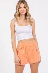 Peach Washed Denim Shorts