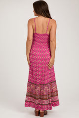 Fuchsia Floral Cutout Maternity Maxi Dress