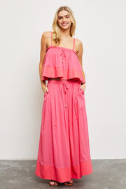 Magenta Colorblock Maxi Skirt