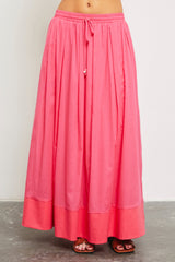 Magenta Colorblock Maxi Skirt