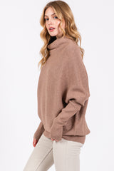 Taupe Funnel Neck Dolman Sleeve Sweater