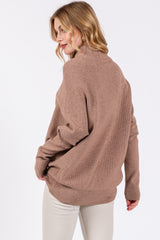 Taupe Funnel Neck Dolman Sleeve Sweater