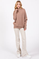 Taupe Funnel Neck Dolman Sleeve Sweater