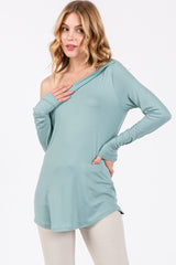 Mint Long Sleeve Off Shoulder Maternity Top