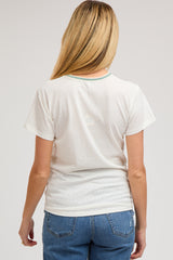 Ivory Contrast Neck Band Short Sleeve Maternity Top