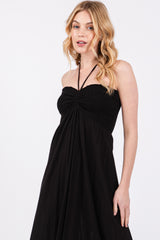 Black Smocked Halter Maxi Dress