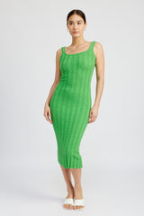 Green Wide Rib Knit Maternity Midi Dress