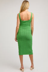 Green Wide Rib Knit Maternity Midi Dress