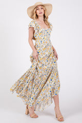 Multicolor Floral Crochet Accent Maxi Dress