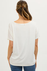 Ivory Short Dolman Sleeve V-Neck Maternity Top