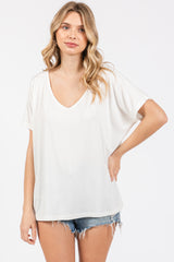 Ivory Short Dolman Sleeve V-Neck Maternity Top