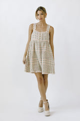 Pink Multi-Color Knit Gingham Sleeveless Dress