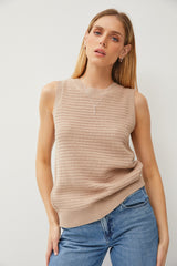 Taupe Knit Sleeveless Maternity Top