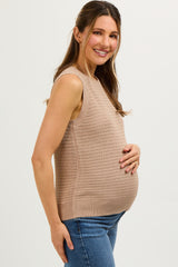 Taupe Knit Sleeveless Maternity Top