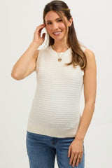 Ivory Knit Sleeveless Maternity Top